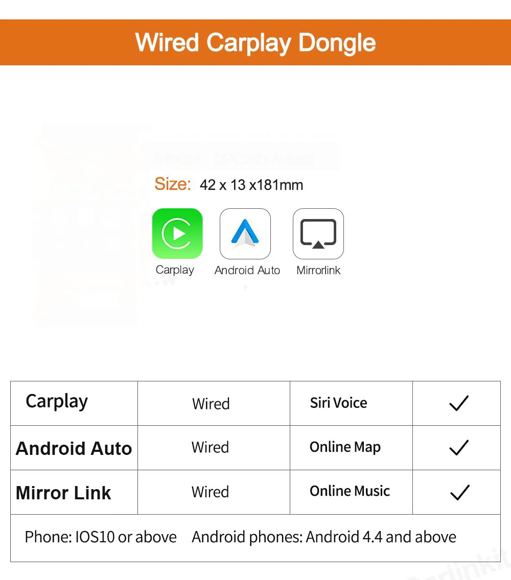 MirrorLink Android Auto Carplay Dongle Wired - Black - Image 2