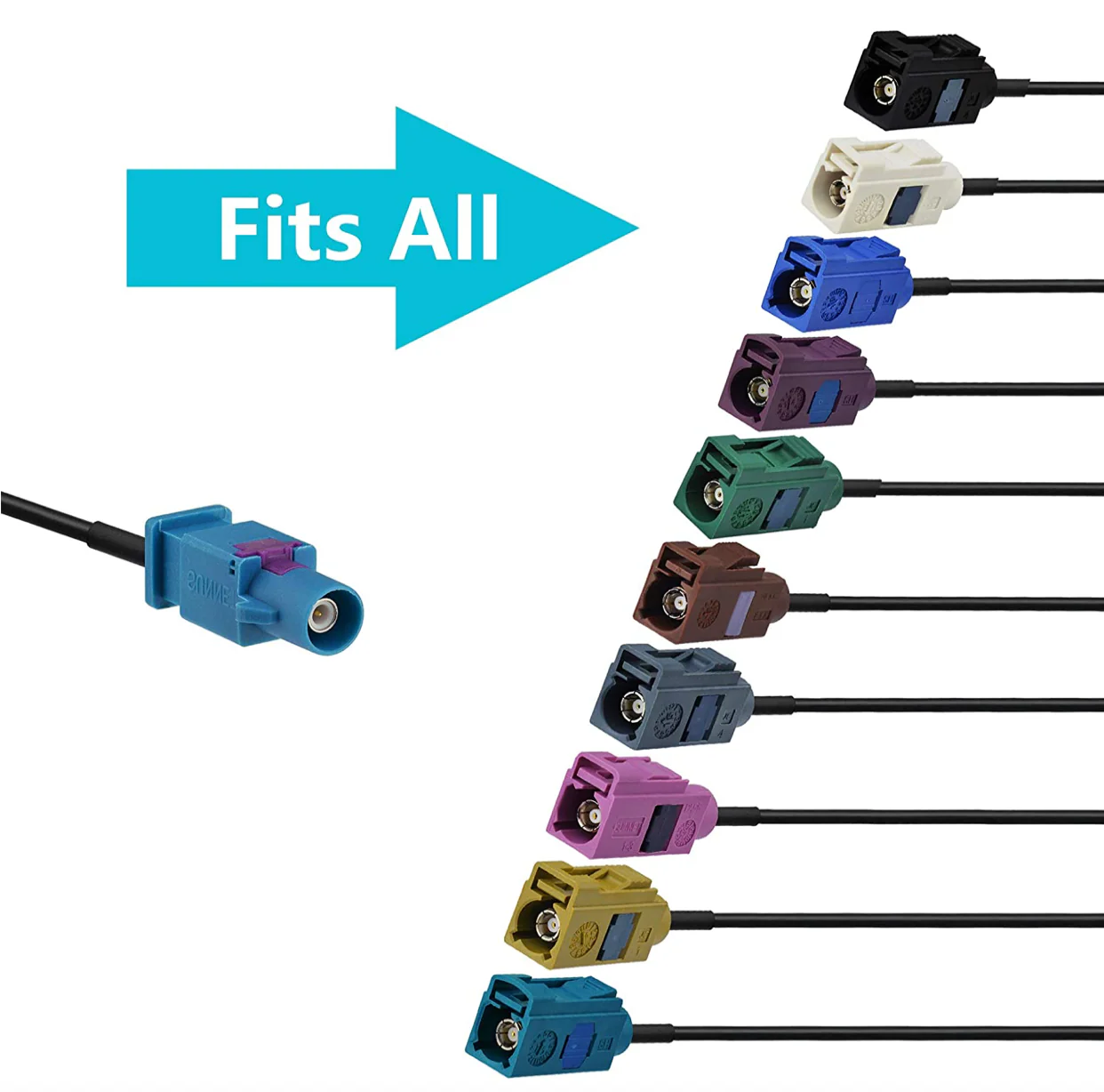 Fakra Blue Z Type Male Plug (RG316) to SMA Male GPS/SiriusXM GPS Antenna Adapter Cable - Image 5