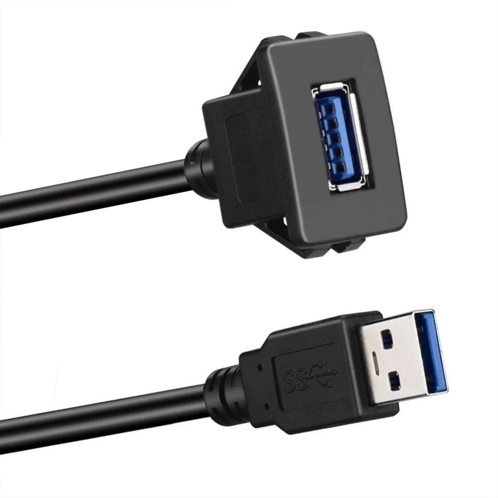New 1m/2m 3.3ft Single Port USB3.0 a Male to USB3.0 a Female Car Flush Mount Cable Van Dashboard Flush Mount Dual USB Socket - Image 3