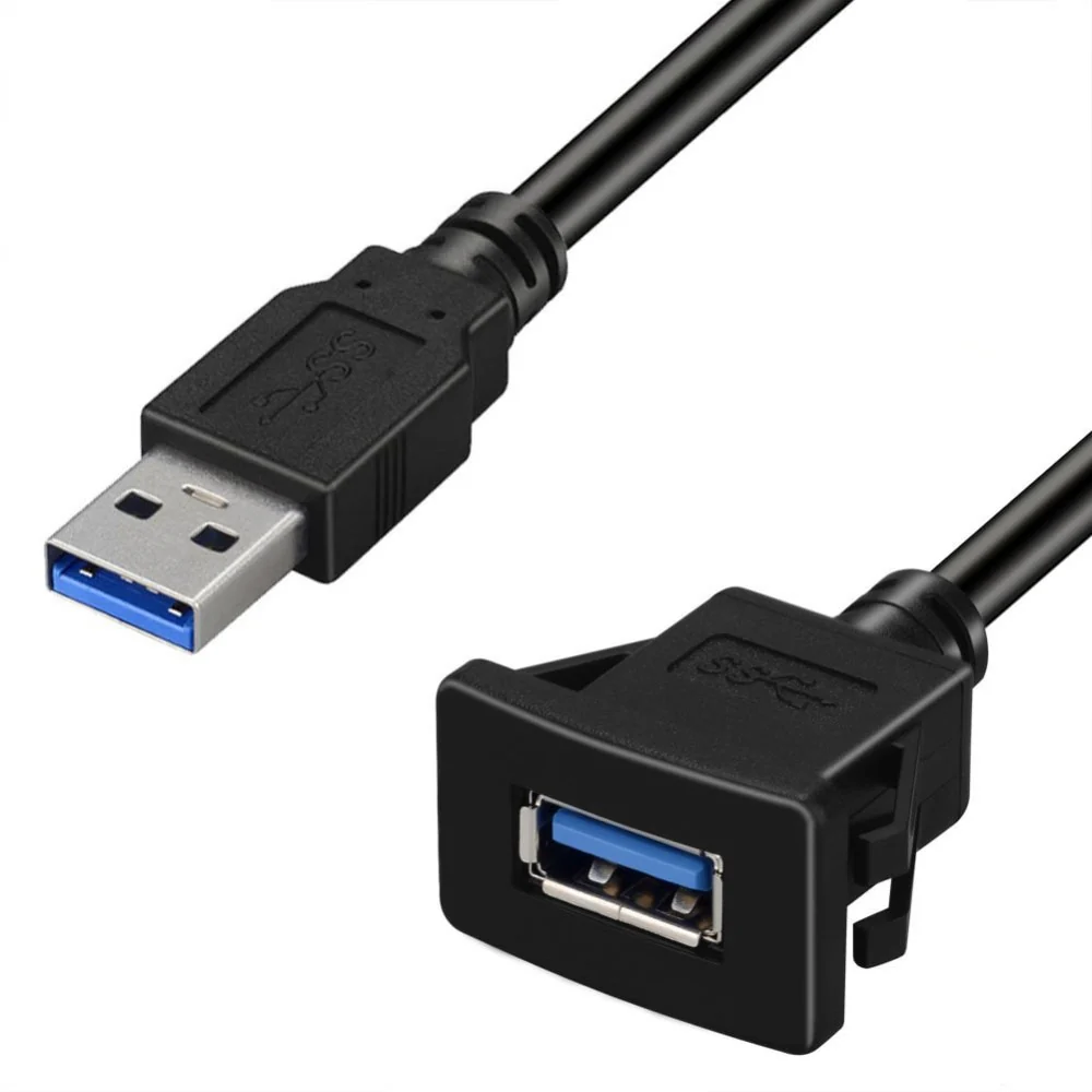 New 1m/2m 3.3ft Single Port USB3.0 a Male to USB3.0 a Female Car Flush Mount Cable Van Dashboard Flush Mount Dual USB Socket - Image 4