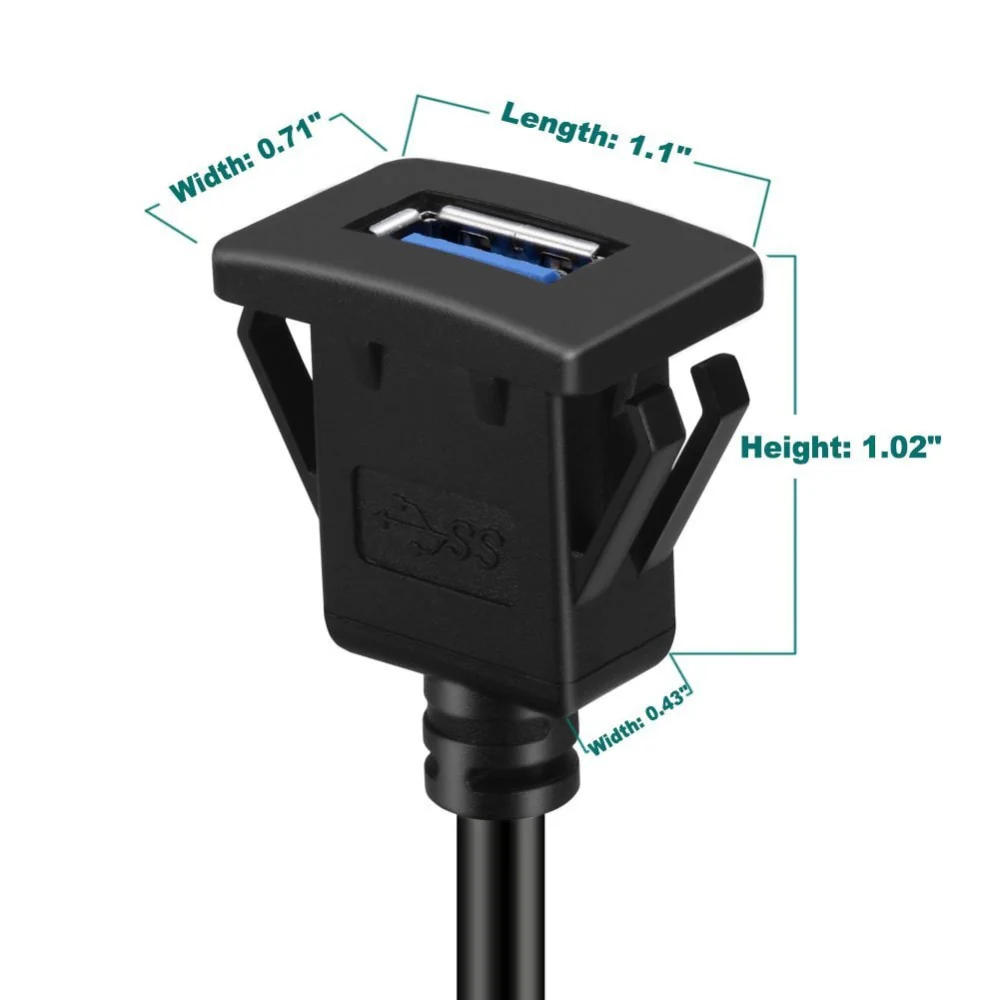 New 1m/2m 3.3ft Single Port USB3.0 a Male to USB3.0 a Female Car Flush Mount Cable Van Dashboard Flush Mount Dual USB Socket - Image 5