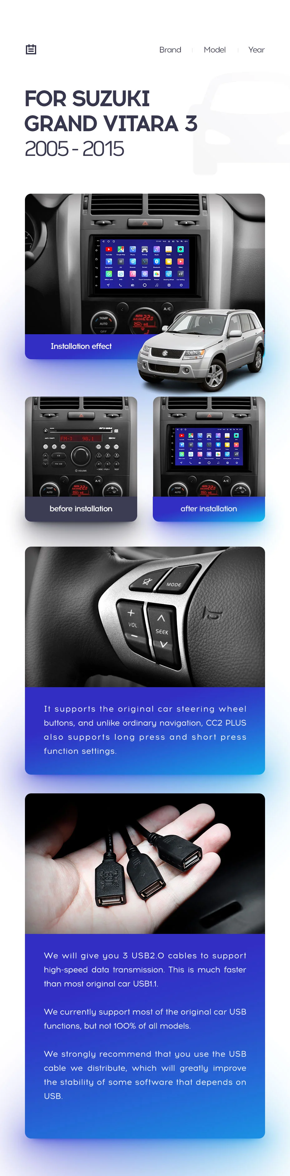 Suzuki Grand Vitara 3 (2005-2015) 7" Screen - Image 4